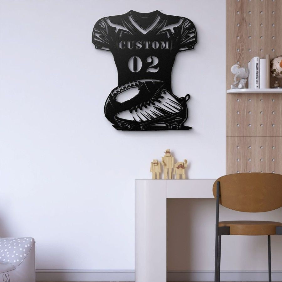 Custom Football Jersey and Cleats Metal Wall Art