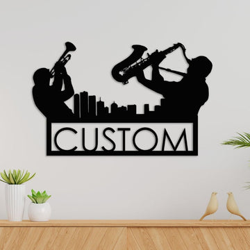 Custom Jazz Cityscape Metal Wall Art