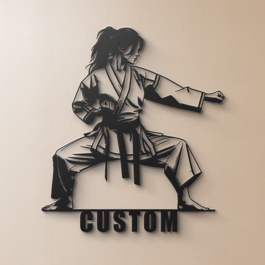 Custom Karate Female Fighter Metal Wall Art