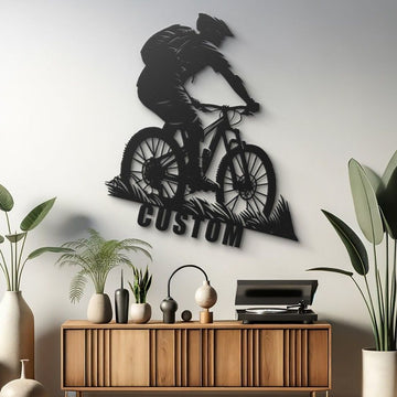 Custom Mountain Biker Metal Wall Art