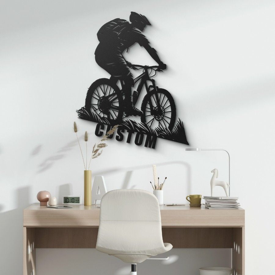 Custom Mountain Biker Metal Wall Art