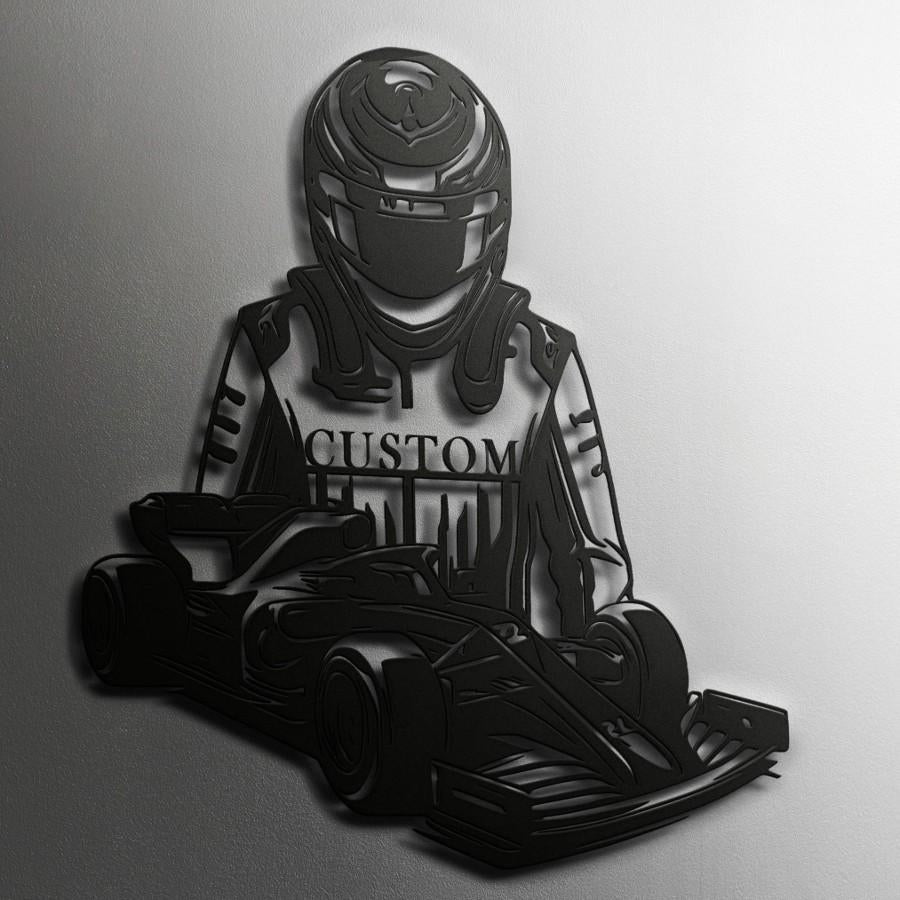 Custom Race Car Driver and Car Metal Wall Art