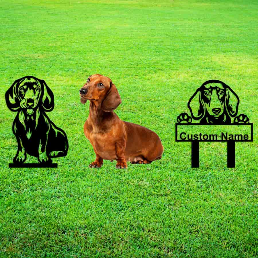 Dachshunds Custom Metal Dog Portrait