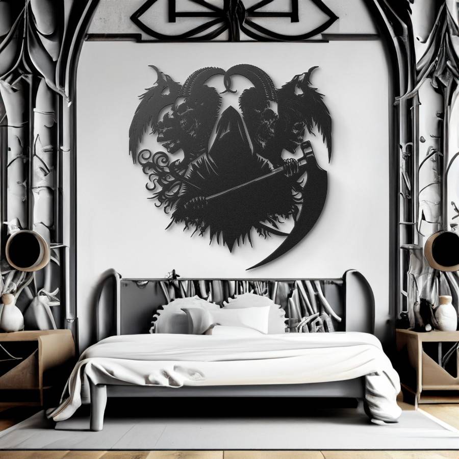 Majestic Grim Reaper Gothic Metal Wall Art