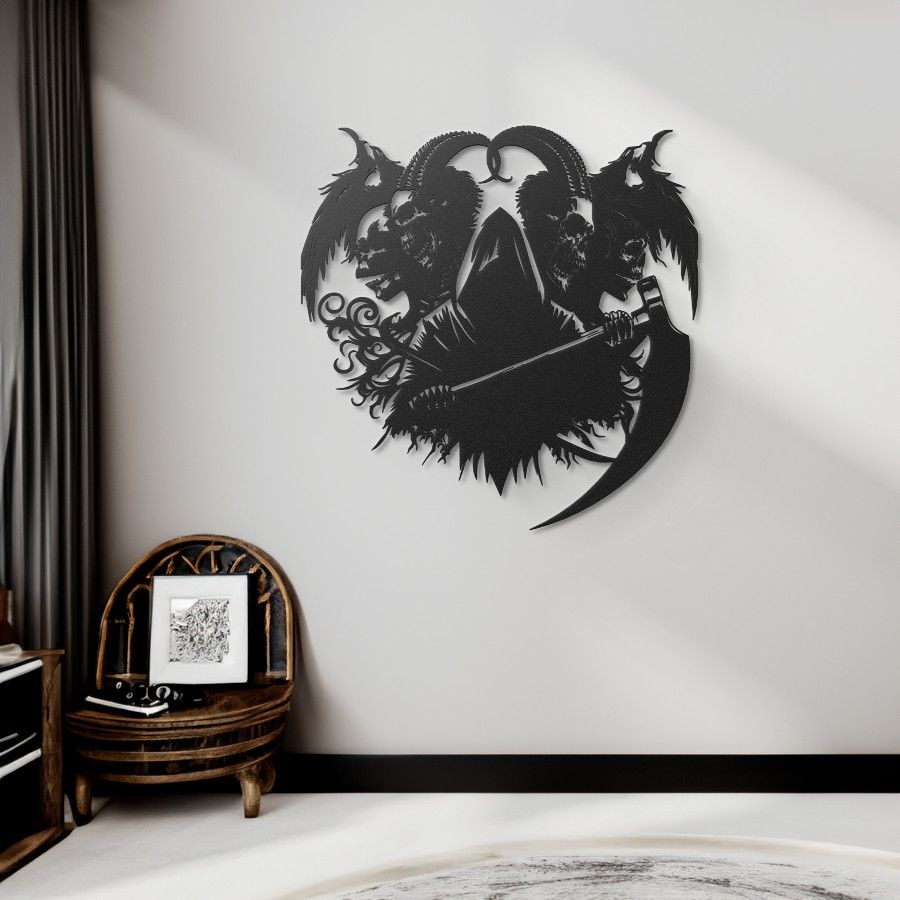 Majestic Grim Reaper Gothic Metal Wall Art