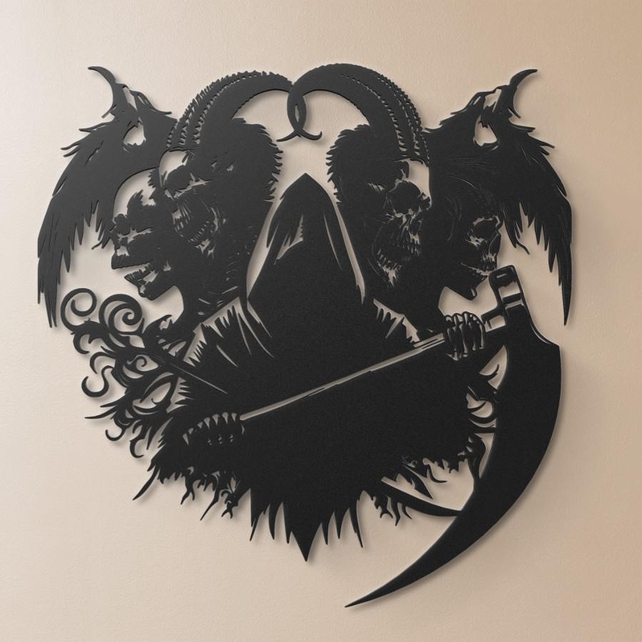 Majestic Grim Reaper Gothic Metal Wall Art