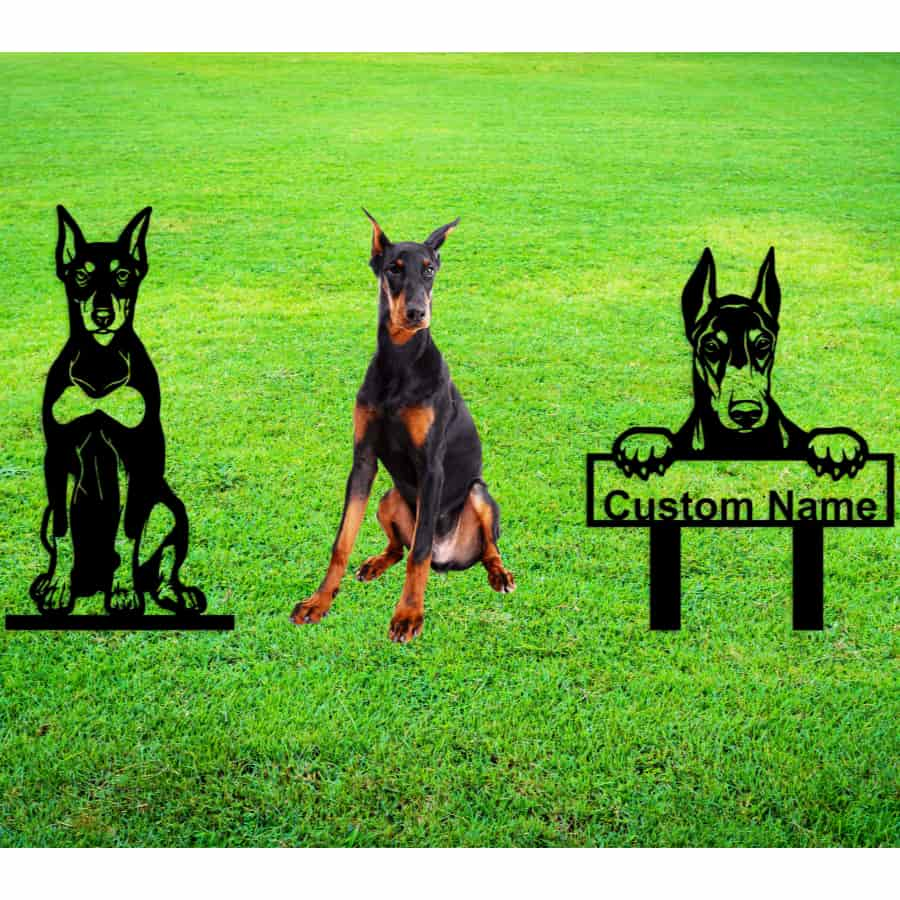 Doberman Pinscher Custom Metal Dog Portrait