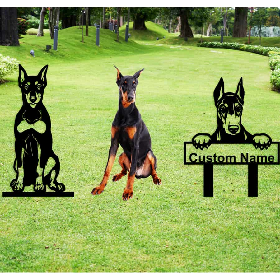 Doberman Pinscher Custom Metal Dog Portrait