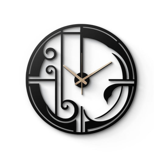 Elegant Art Deco Metal Wall Clock