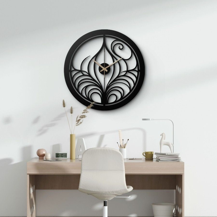 Elegant Art Nouveau Metal Wall Clock