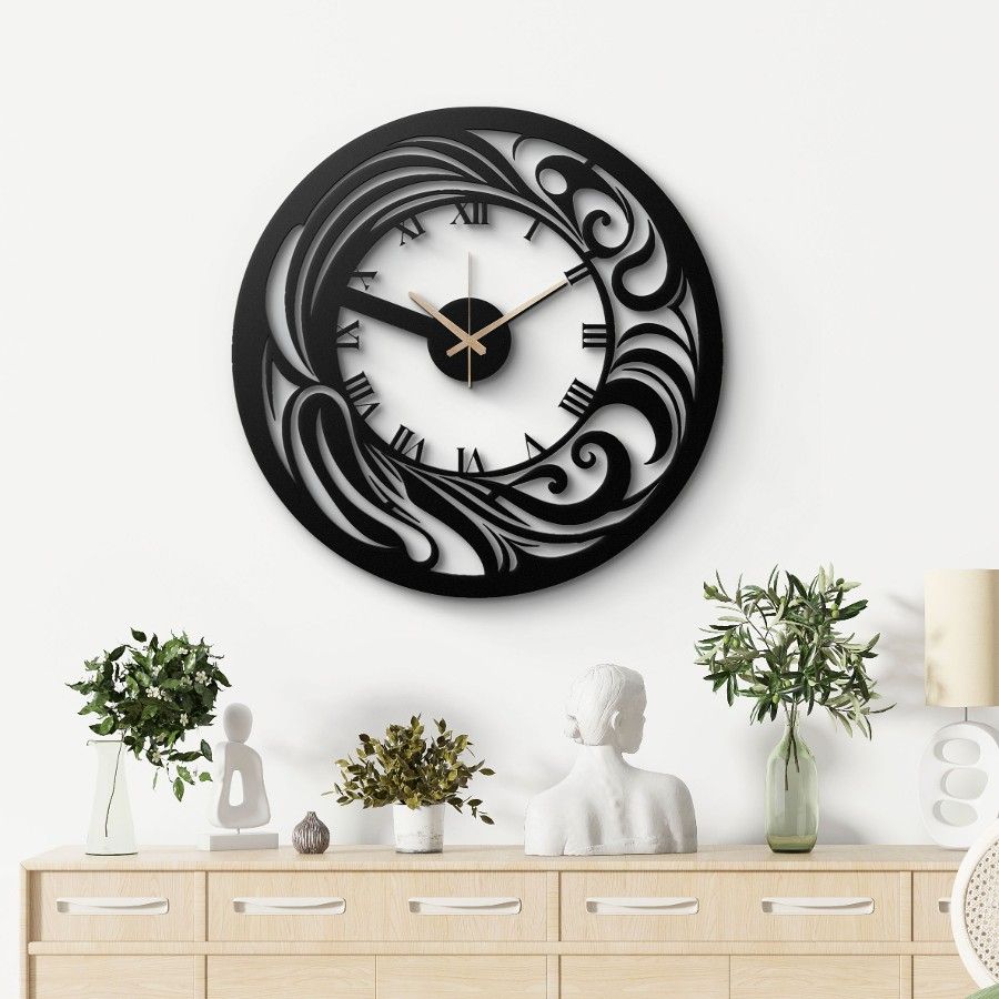 Elegant Black Metal Wall Clock