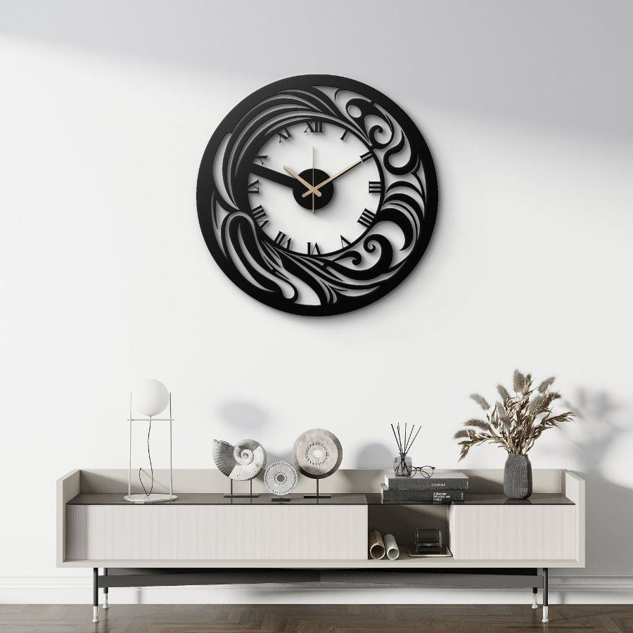 Elegant Black Metal Wall Clock