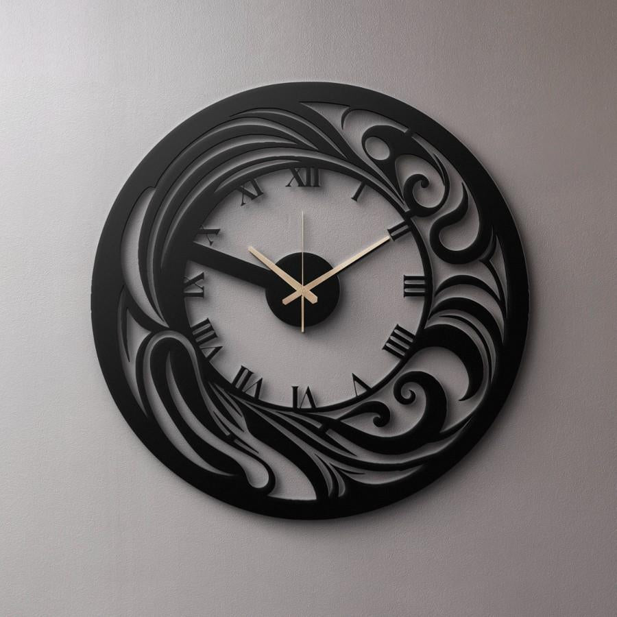 Elegant Black Metal Wall Clock