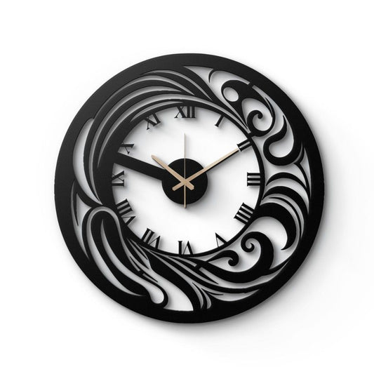 Elegant Black Metal Wall Clock