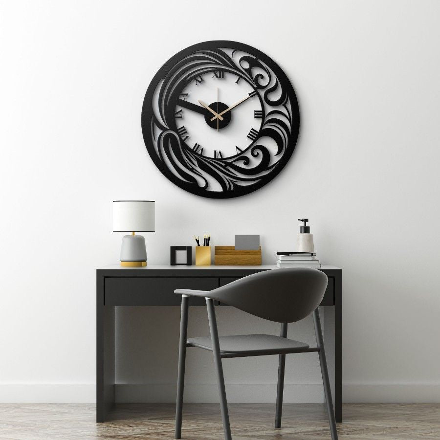 Elegant Black Metal Wall Clock