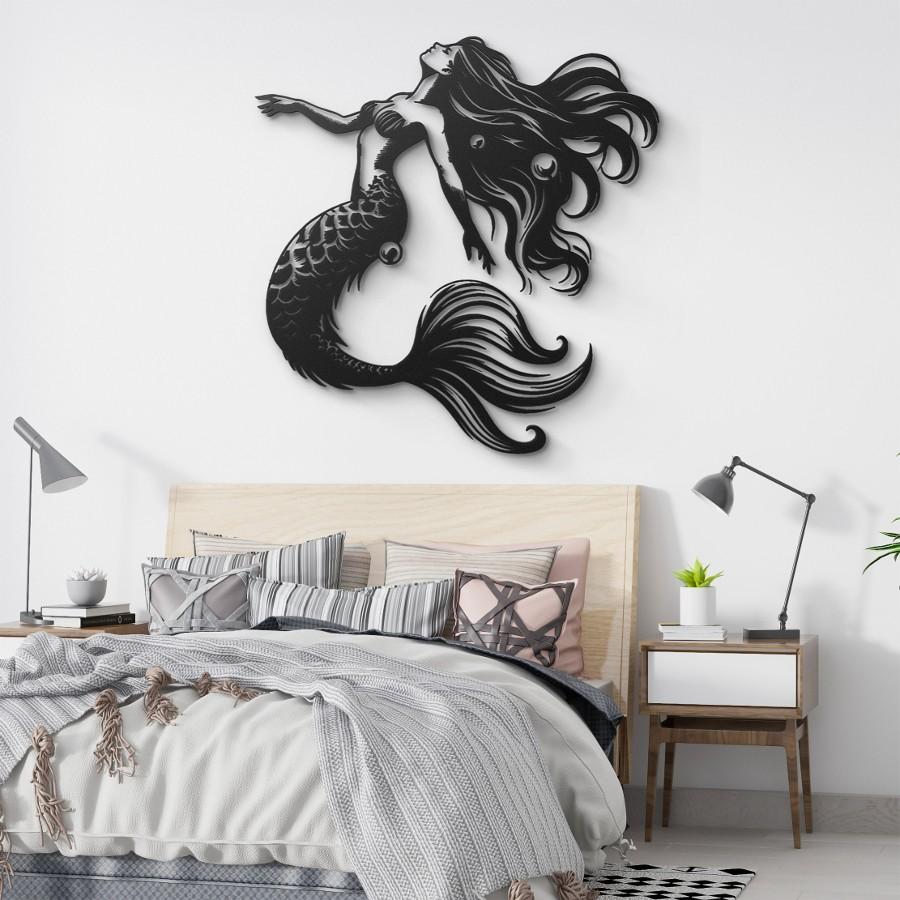 Elegant Mermaid Embrace Metal Wall Art