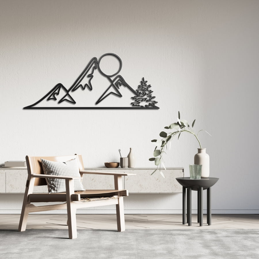 Mountain and Sun Metal Wall Art