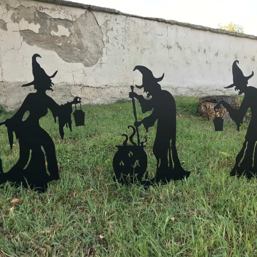 Three Witches Metal Yard Art, Halloween Decor