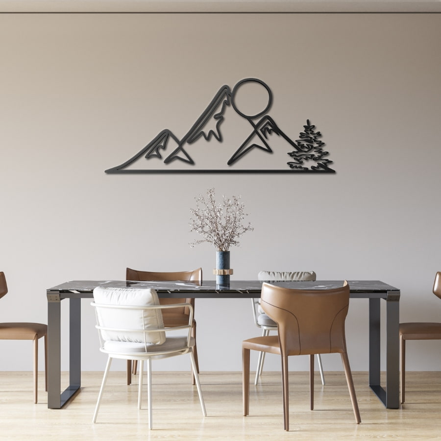 Mountain and Sun Metal Wall Art