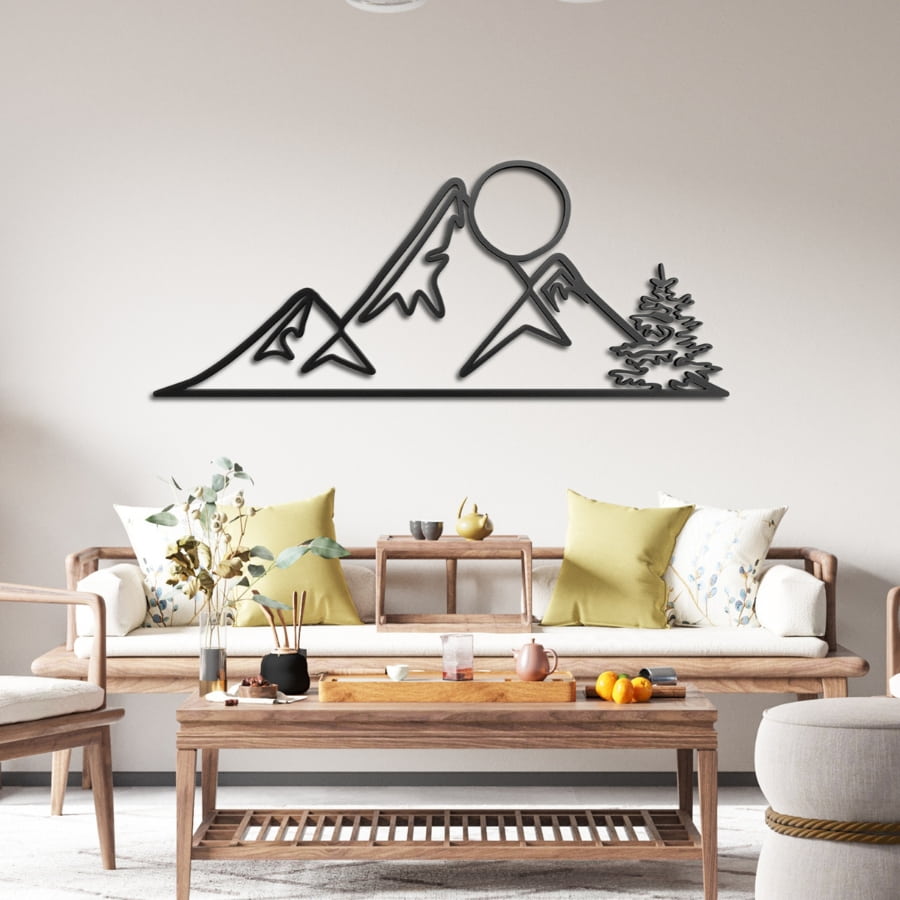 Mountain and Sun Metal Wall Art