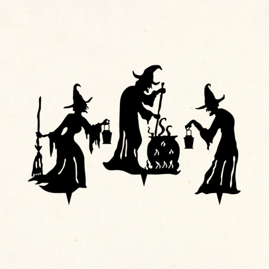 Three Witches Metal Yard Art, Halloween Decor