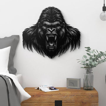 Ferocious Gorilla Head Metal Wall Art