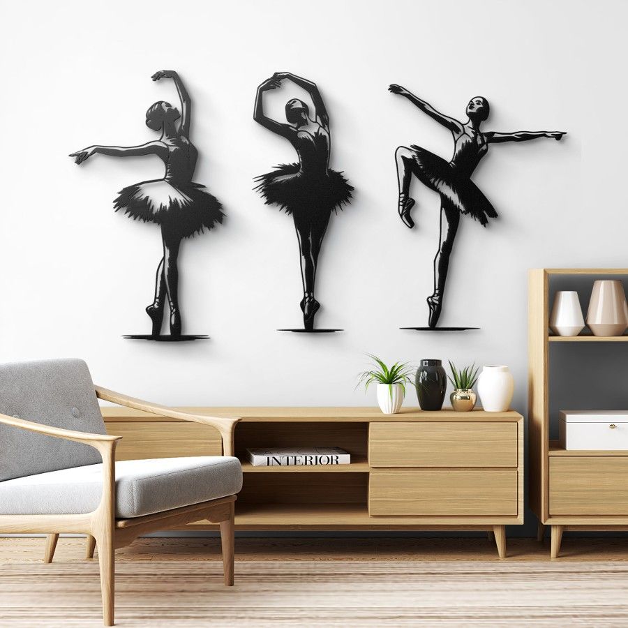 Flamenco Dancers Silhouette Set Of 3 Metal Wall Art