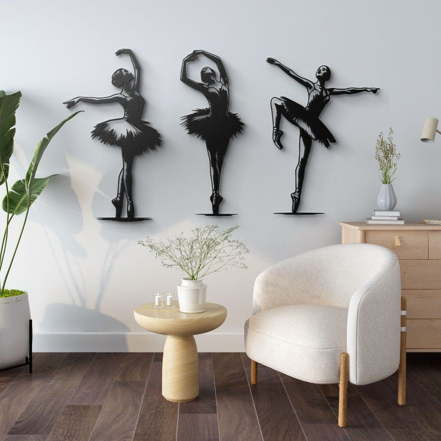 Flamenco Dancers Silhouette Set Of 3 Metal Wall Art