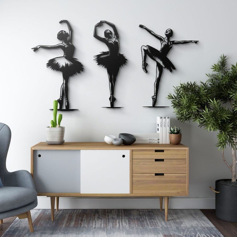 Flamenco Dancers Silhouette Set Of 3 Metal Wall Art