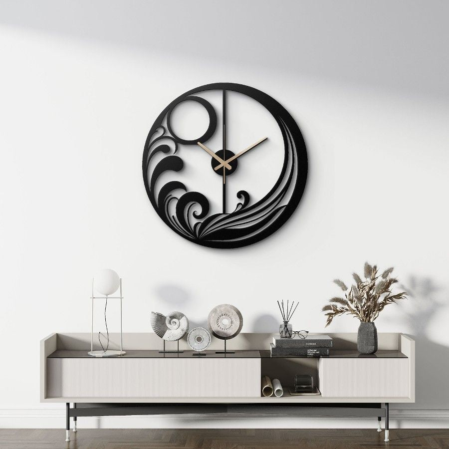 Flowing Wave Design Metal Wall Clock