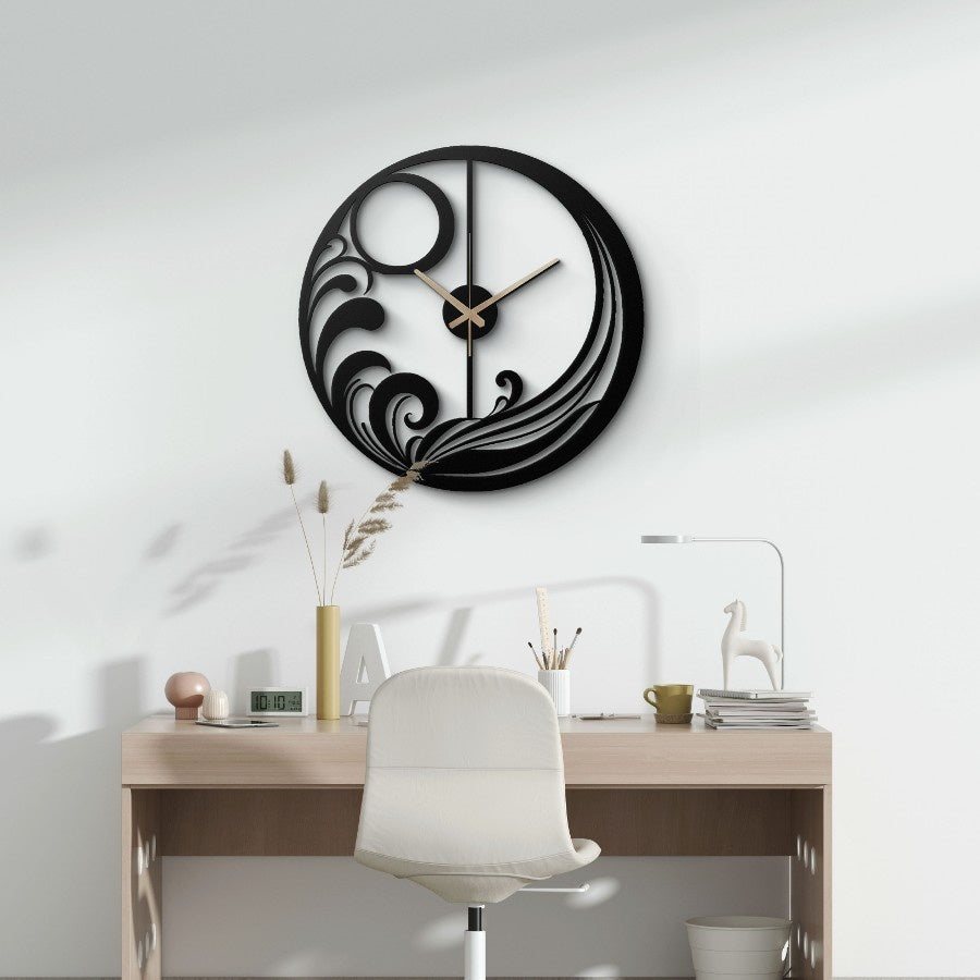 Flowing Wave Design Metal Wall Clock