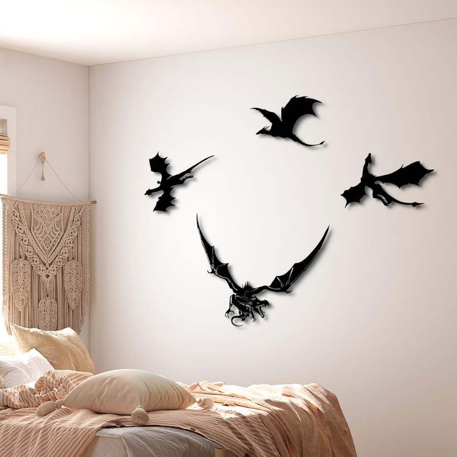 Flying Dragons Metal Wall Art