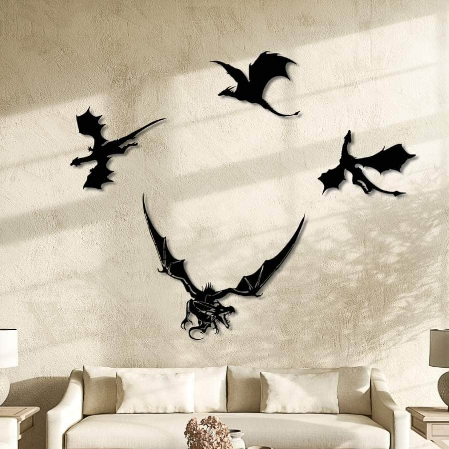 Flying Dragons Metal Wall Art