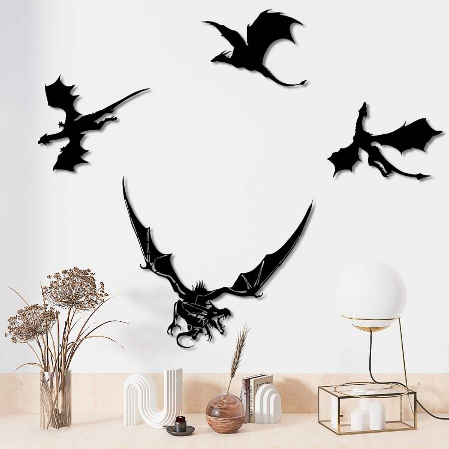 Flying Dragons Metal Wall Art