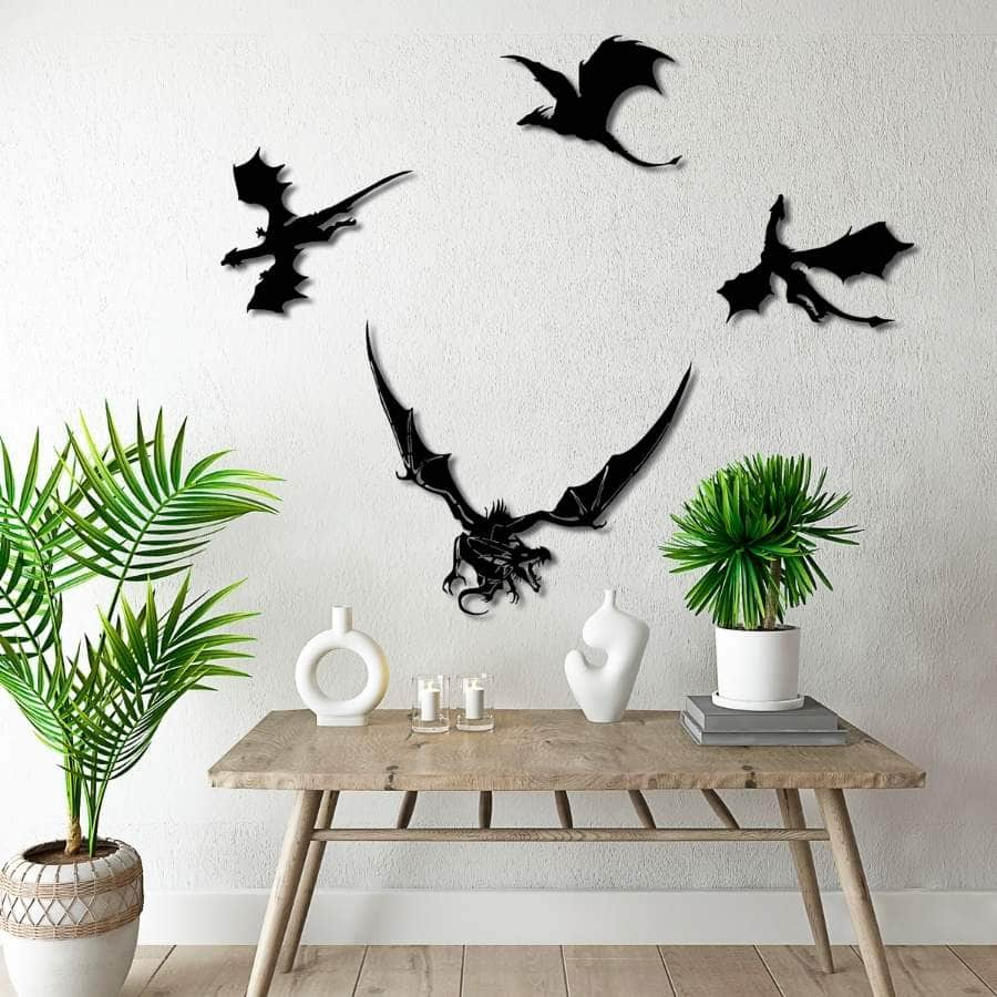 Flying Dragons Metal Wall Art