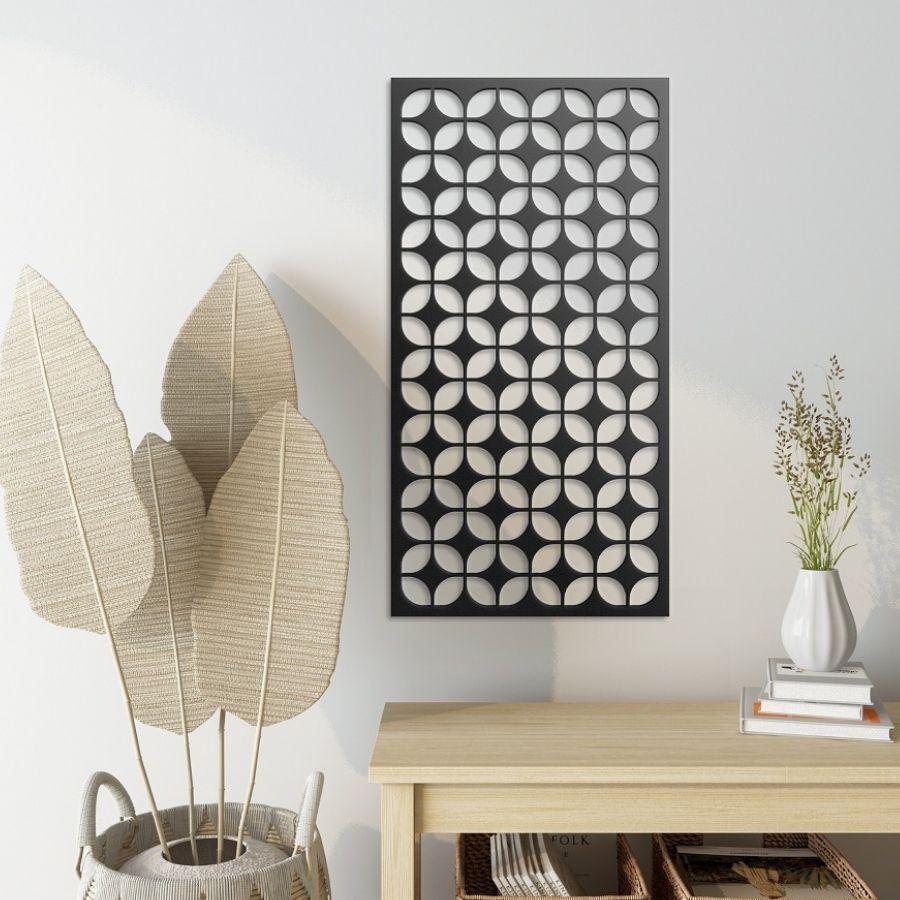 View of Geometric Mid Century Modern Metal Wall Art Decor