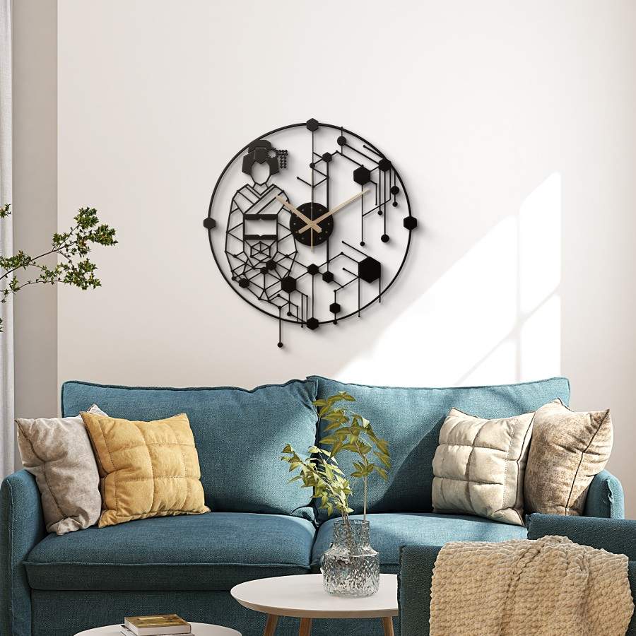 Oriental Japanese Geisha Metal Wall Clock