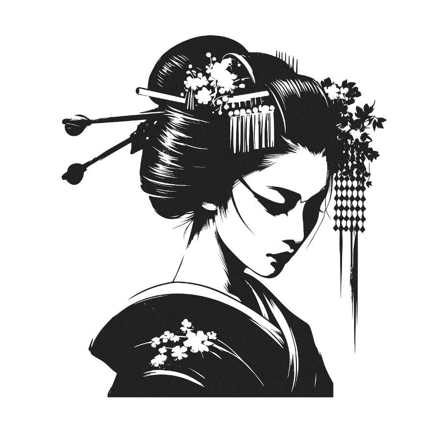 Japanese Geisha Woman Metal Wall Art