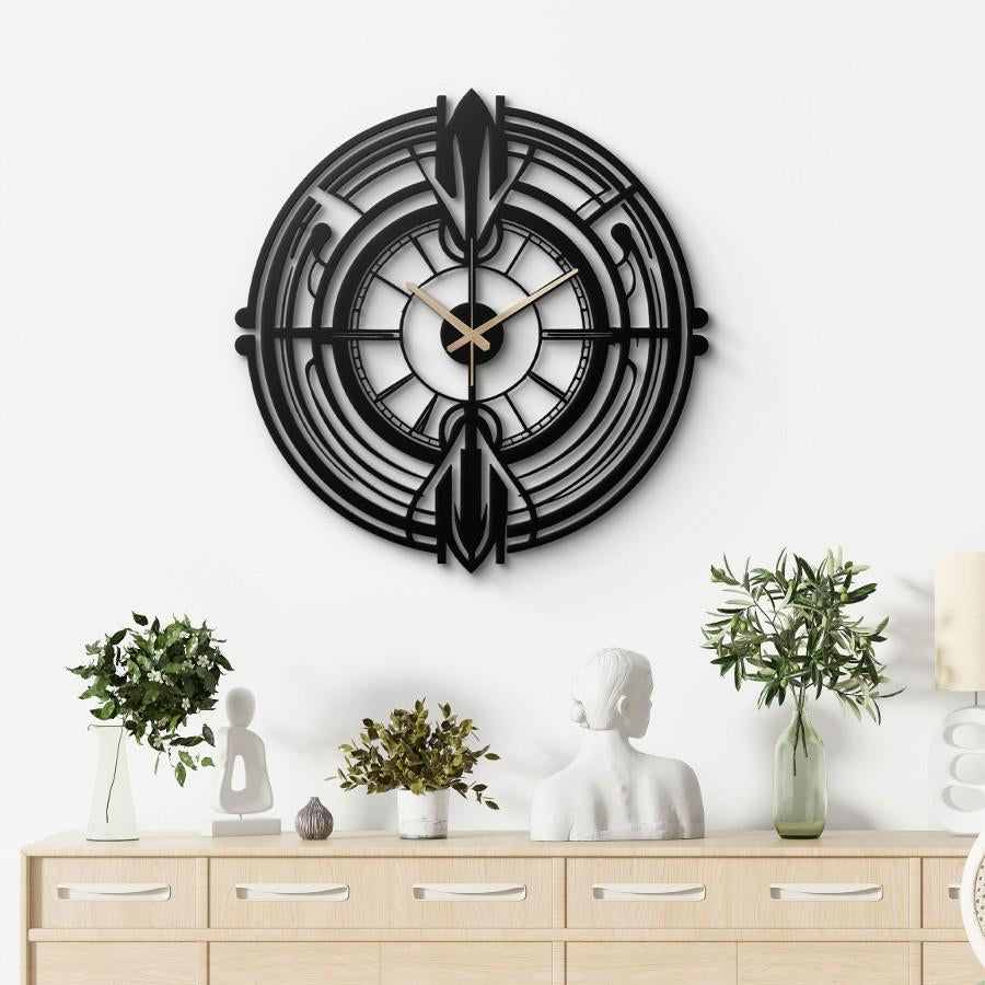 Geometric Black Metal Wall Clock