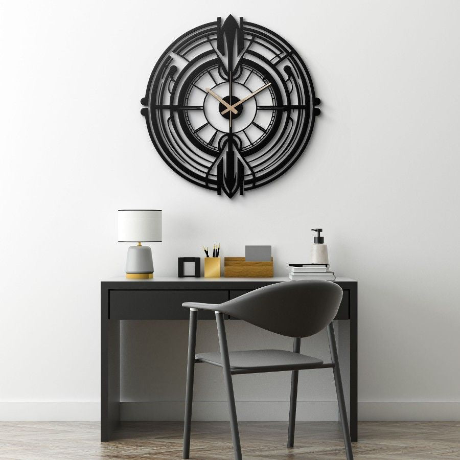 Geometric Black Metal Wall Clock