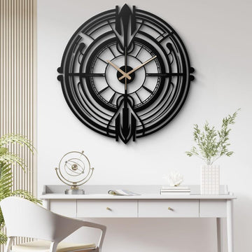 Geometric Black Metal Wall Clock