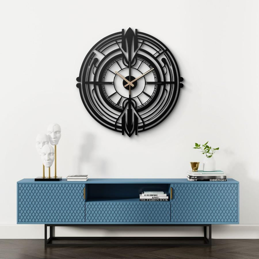 Geometric Black Metal Wall Clock