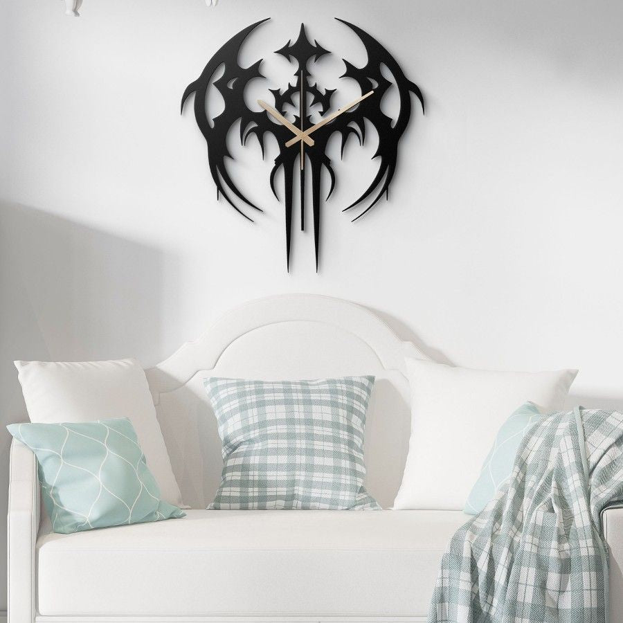 Gothic Bat Metal Wall Clock