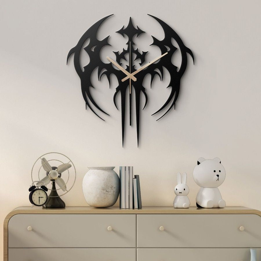 Gothic Bat Metal Wall Clock