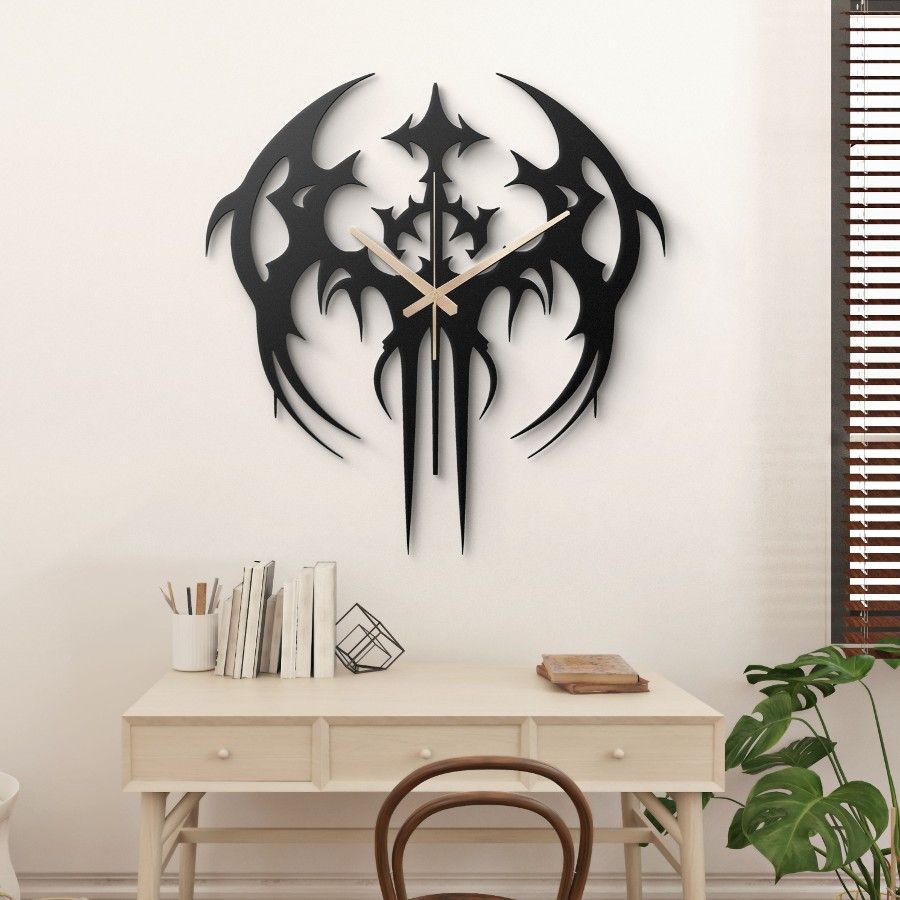 Gothic Bat Metal Wall Clock