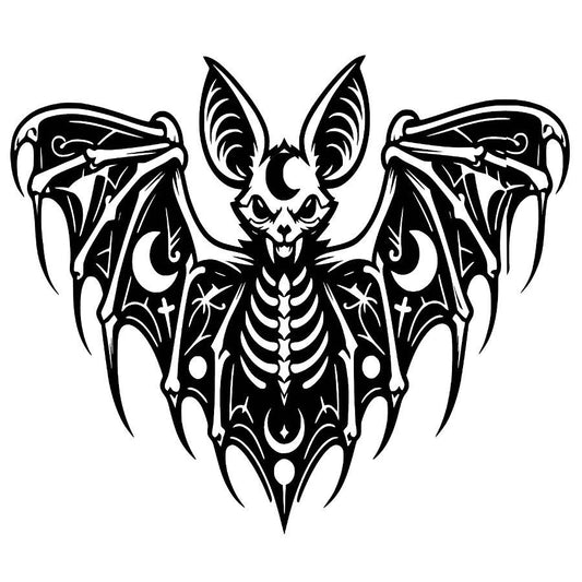 Gothic Bat Skeleton Metal Wall Art