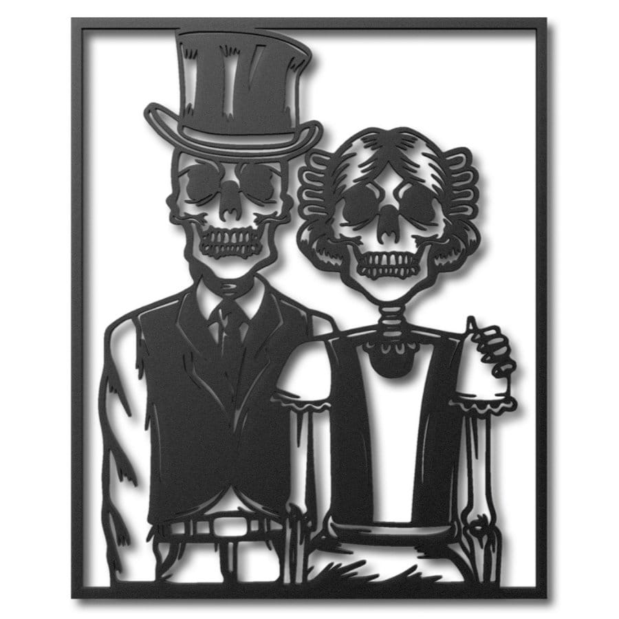 Gothic Skeleton Couple Metal Wall Art