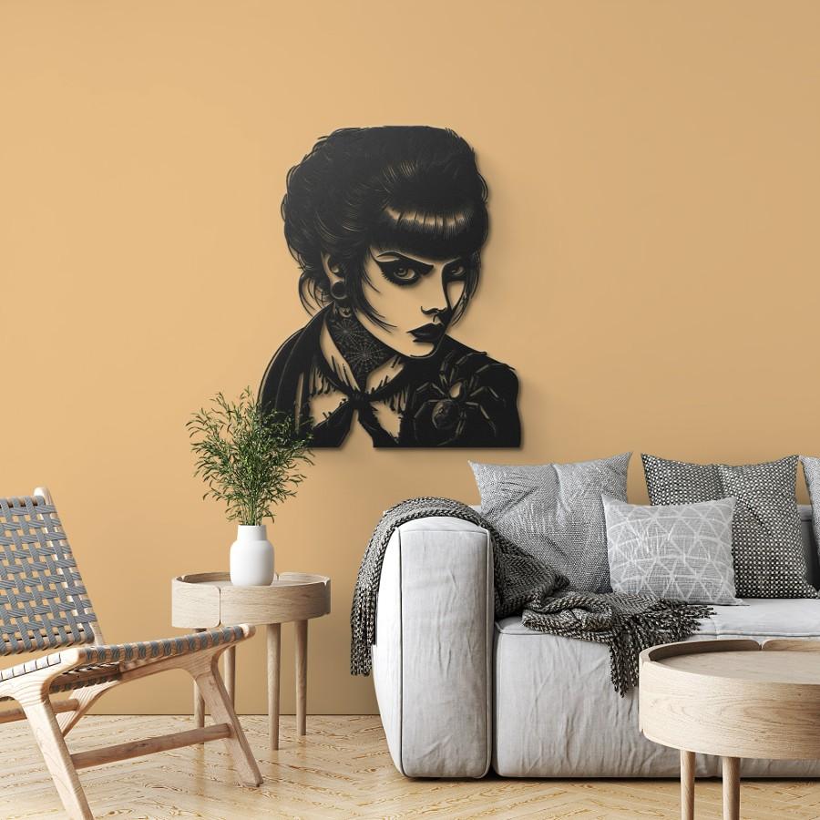 Fancy Gothic Woman Metal Wall Art