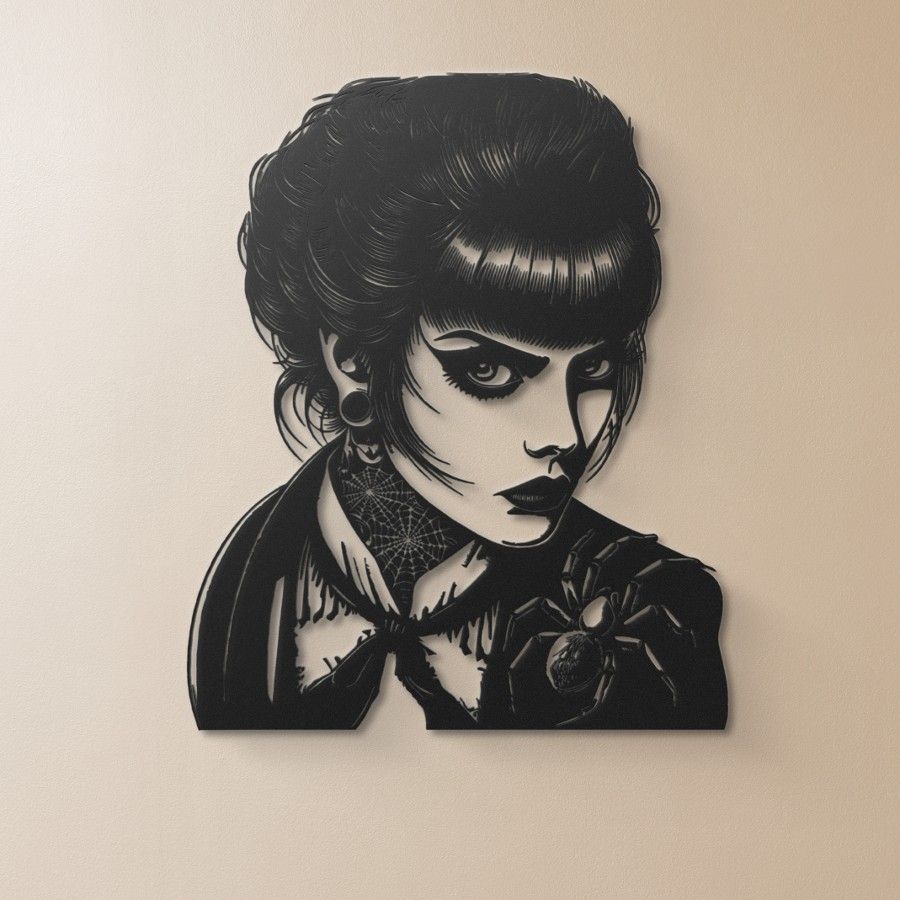 Fancy Gothic Woman Metal Wall Art