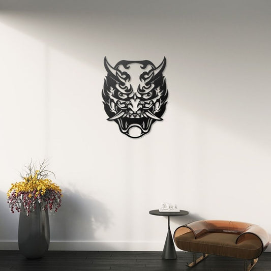 Hannya Japanese Mask Metal Wall Art Decor